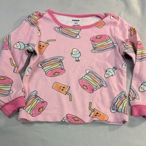Pekkle - 2/3T Pink Long Sleeve Kids Pajama Tee with Fun Print